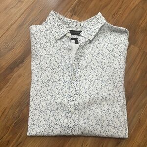 Banana Republic White and Blue Floral Shirt